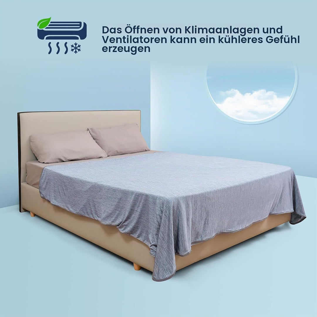 Kühldecke gegen Nachtschweiss, Sommerdecke Kühlwurf für Heiss schlafende Personen, Q-Max > 0,45 Kühl