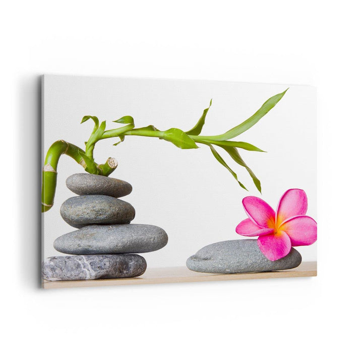 Bilder auf Leinwand 100x70cm Leinwandbild Ruhig blume dekoration stein Gross Wanddeko Bild Schlafzim