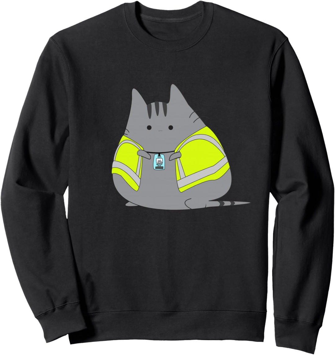Chubby Kitten Wearing Safety Vest Funny Sweatshirt