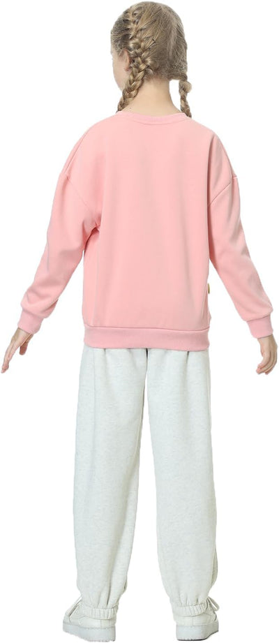 Rolanko Jogging Hose für Mädchen, Baumwoll Fleece Sport Joggers Trainingsanzug mit Mehreren Taschen