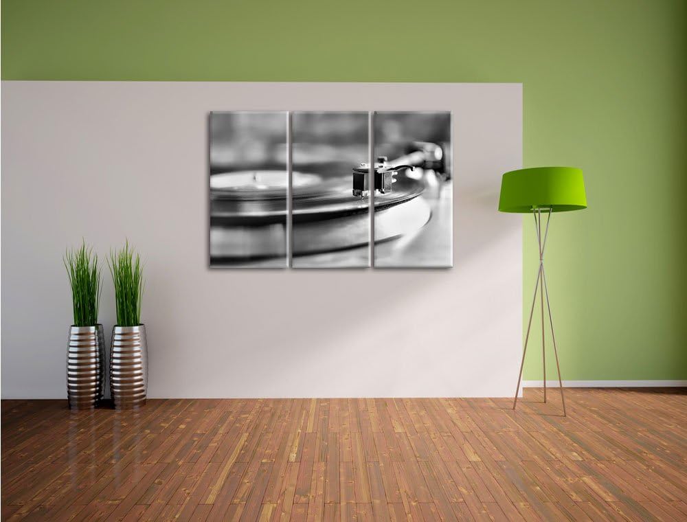 Pixxprint Schallplatte als Leinwandbild | Grösse: 3 Teilig (120x80) | Wandbild| Kunstdruck | fertig
