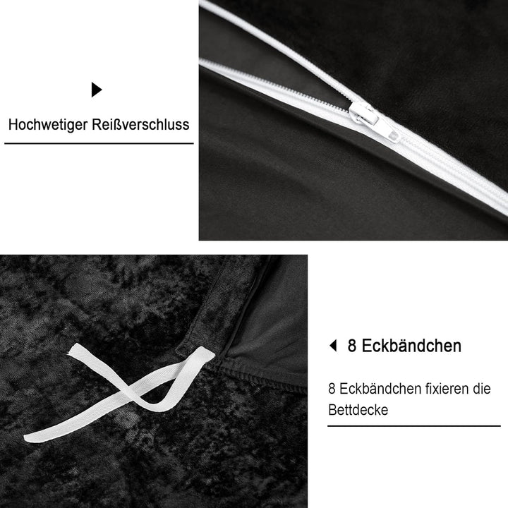 PHF Samt Bettwäsche 200x220, Luxus Flauschig Bettwäsche 200x220 cm mit 2er Kissenbezüge 80x80 cm, Ku