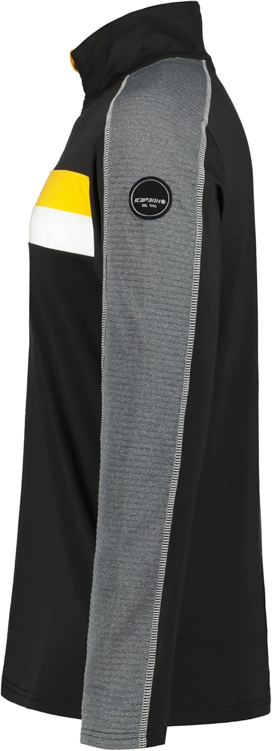 ICEPEAK Fenner Langarm-Shirt für Herren M Schwarz - Grau - Gelb - Weiss, M Schwarz - Grau - Gelb - W