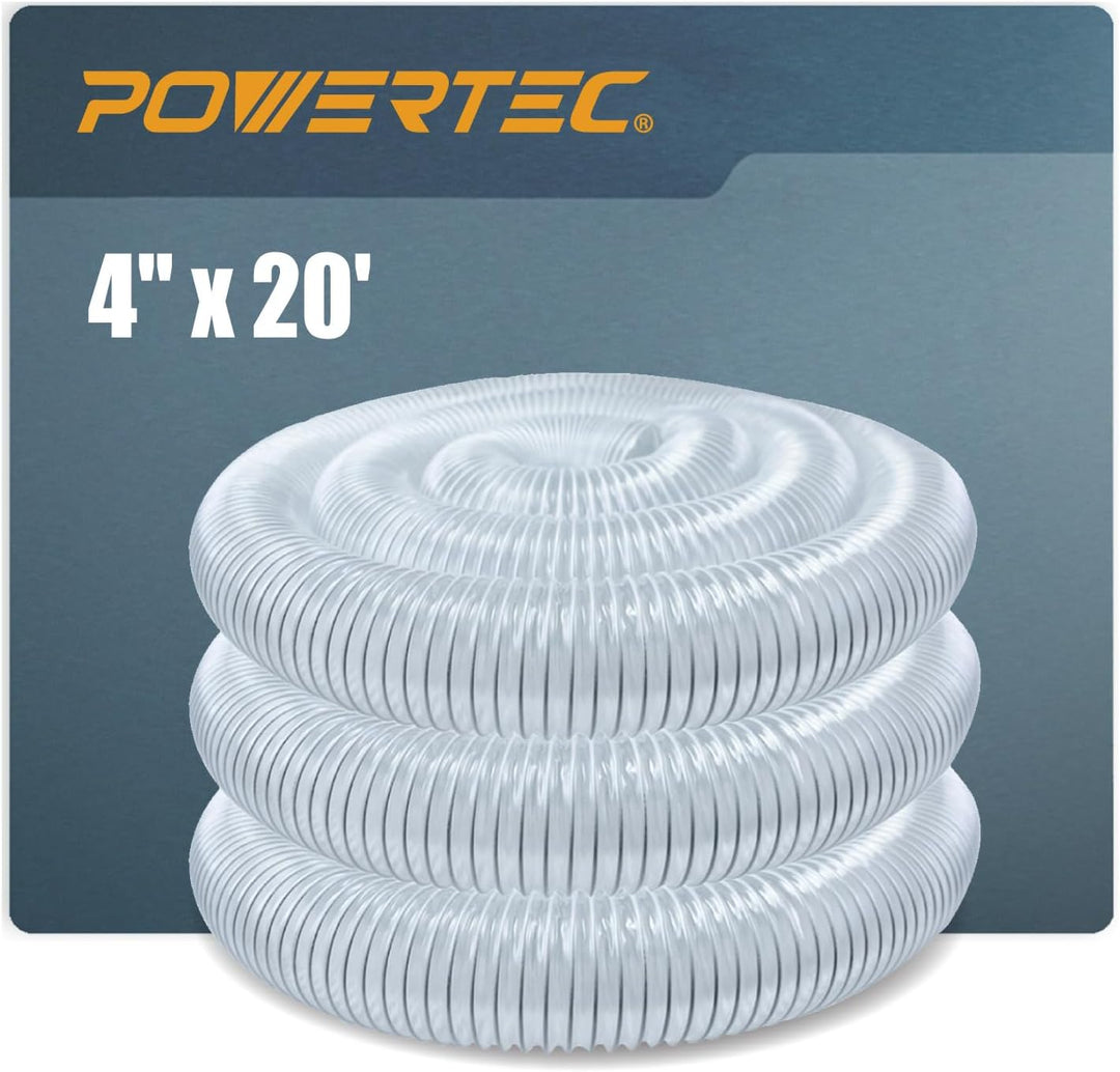 POWERTEC 70143 PVC-Staubsaugerschlauch (10,2 cm x 6,8 m), flexibel, durchsichtig, robuster PVC-Schla