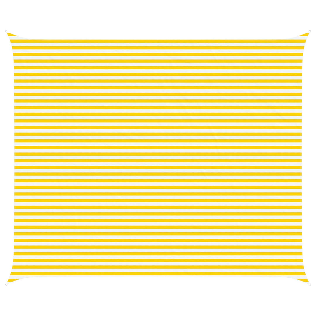vidaXL Sonnensegel Gelb und Weiss 6 x 5 m 100% Polyester Oxford, Outdoor Schatten, UV-beständig, rec