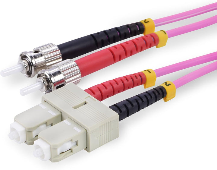 TPFNet 5er Pack 1,5m Glasfaserkabel OM4 Multimode ST/SC Duplex 50/125µm 10 GB 1,50m 5-Stück - 2x ST