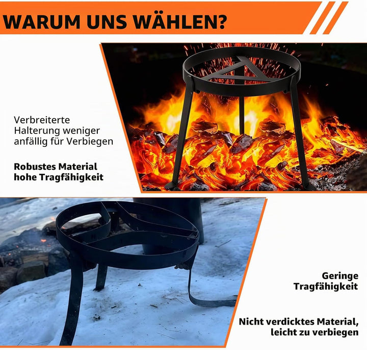 Zenselect Pfannenknecht für Lagerfeuer, Grillrost für Feuerschale, Klappbar Camping grill, Hochtempe