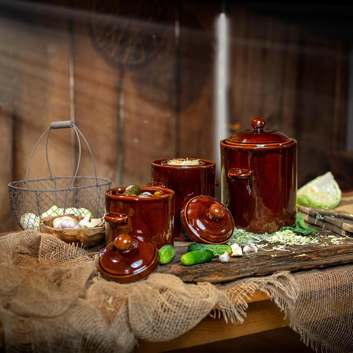 KADAX 2,5L Steinzeugtopf, Dichter Keramiktopf mit Deckel, Spülmaschinenfester Steinguttopf, handgefe