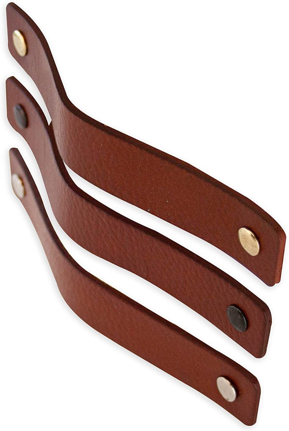 Brute Strength - Ledergriffe für Möbel - Cognac - 6 Stück - 16,5 x 2,5 cm - Schrankgriff, Türgriff f