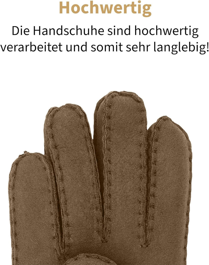 Lammfell Handschuhe für Damen - 100% Lammfell - warme Winterhandschuhe - Farben: schwarz und braun -