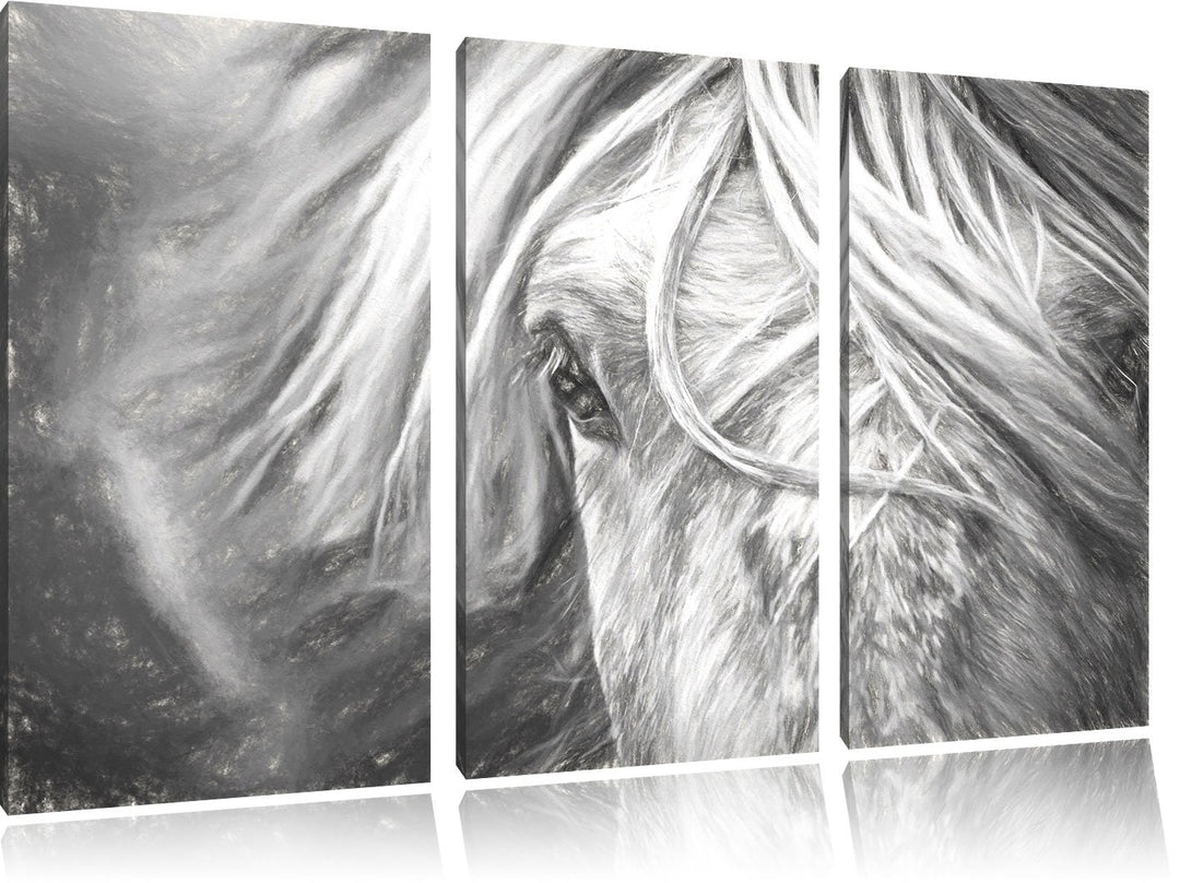 Pixxprint Islandpony in den Westfjorden als Leinwandbild/Grösse: 3 Teilig (120x80) cm/Wandbild/Kunst