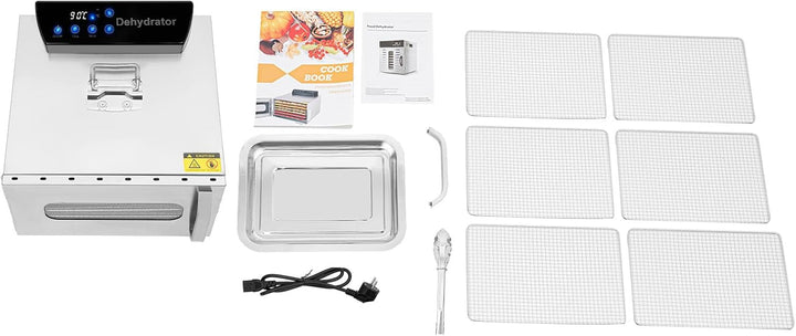 Dörrautomat Edelstahl Lebensmitteltrockner 400W 6 Ebenen 28x20cm Touchpanel Einstellbar Temperatur 3
