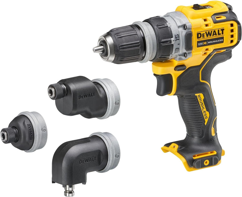 Dewalt 12 Volt 2-Gang Akku-Bohrschrauber DCD703NT (bürstenloser Motor, mit 4 wechselbaren Werkzeug-A