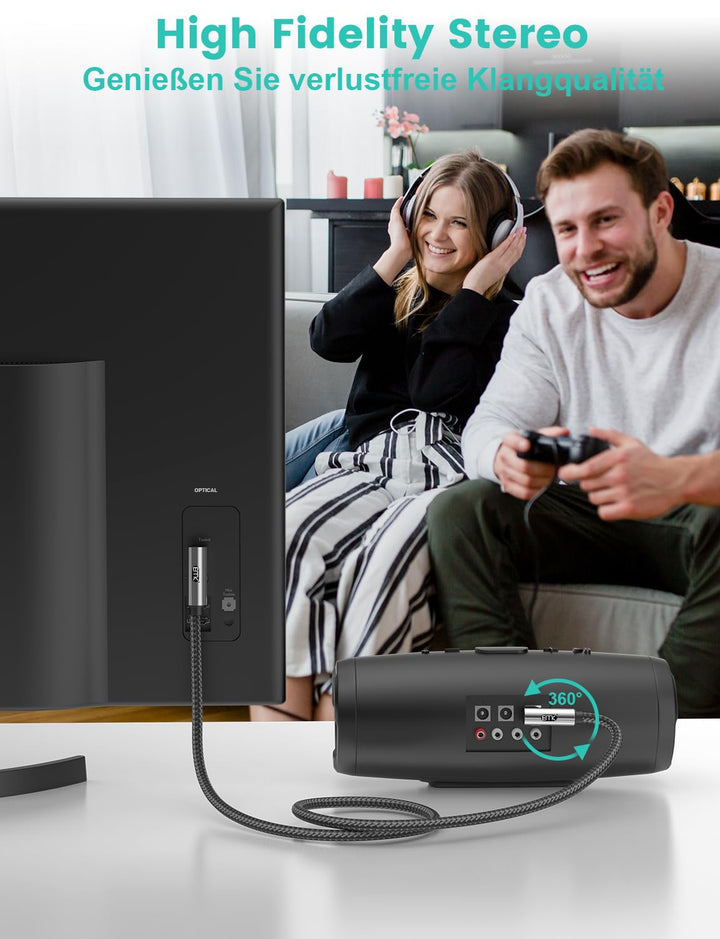 90 Grad Optisches Kabel Optisches Audiokabel Toslink Optisches Kabel Lichtwellenleiterkabel für Heim