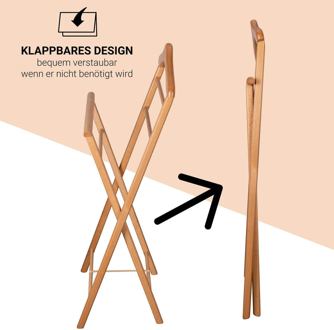 2x Herrendiener Kleiderbutler Kleiderständer Stummer Diener aus Holz klappbar und leicht (Natur lack