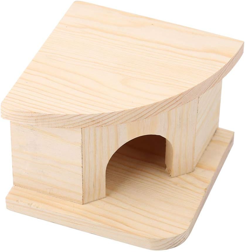 Hamster Holzhaus, Holz Hamsterhaus Versteck Ecketage Rechts Käfig Dekor Zubehör Mehrkammernhaus Meer
