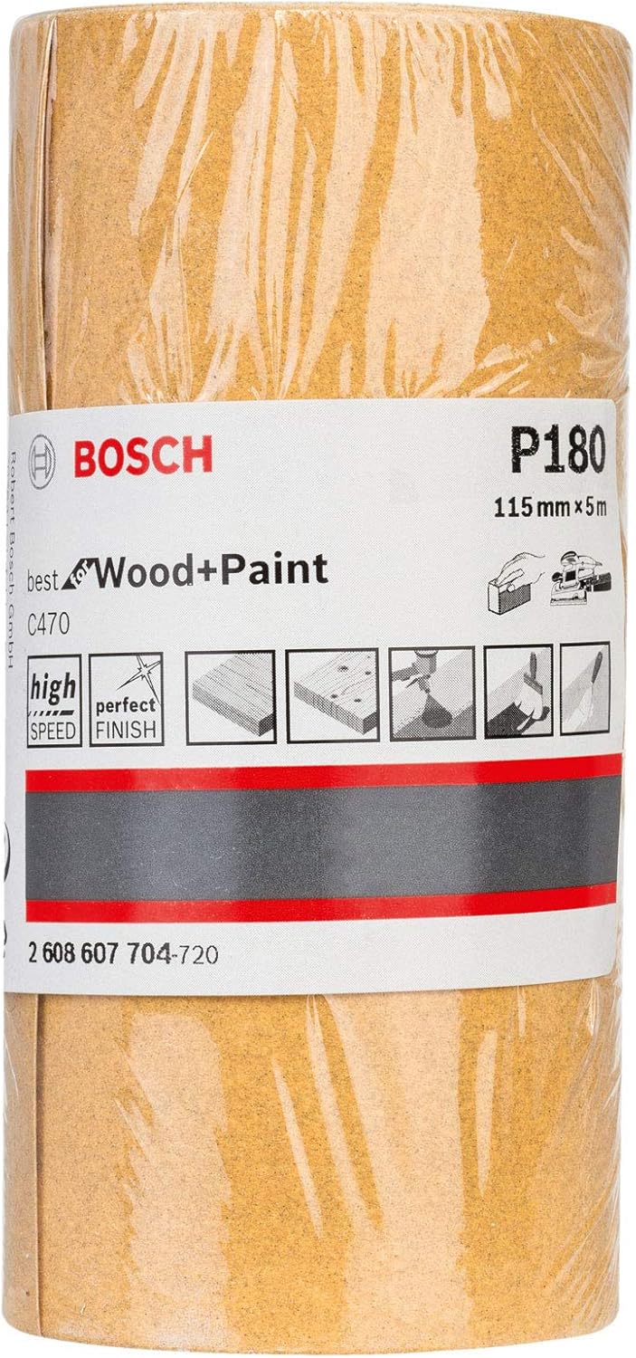 Bosch Pro Schleifrolle Best for Wood and Paint für Holz und Farbe (115 mm, 50 m, Körnung 180, C470),