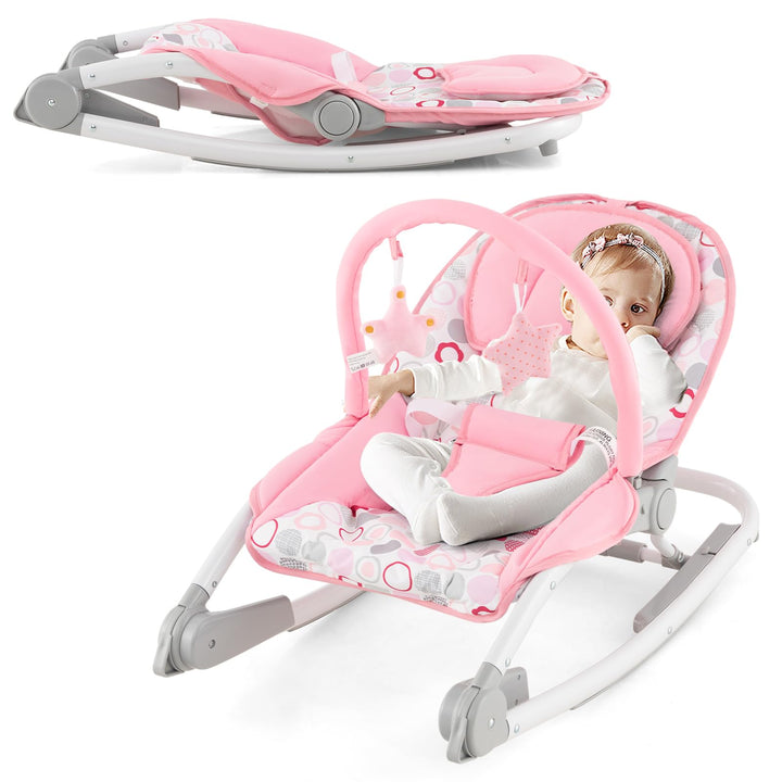 COSTWAY 2 in 1 Babywippe klappbar, tragbare Babyschaukel mit 3-stufig verstellbarer Rückenlehne & ab