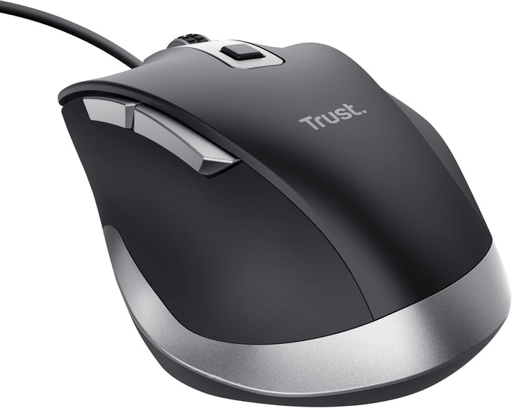 Trust Fyda PC Maus mit Kabel, Nachhaltiges Design, 600-5000 DPI, 6 Tasten, Daumen- und Fingerauflage