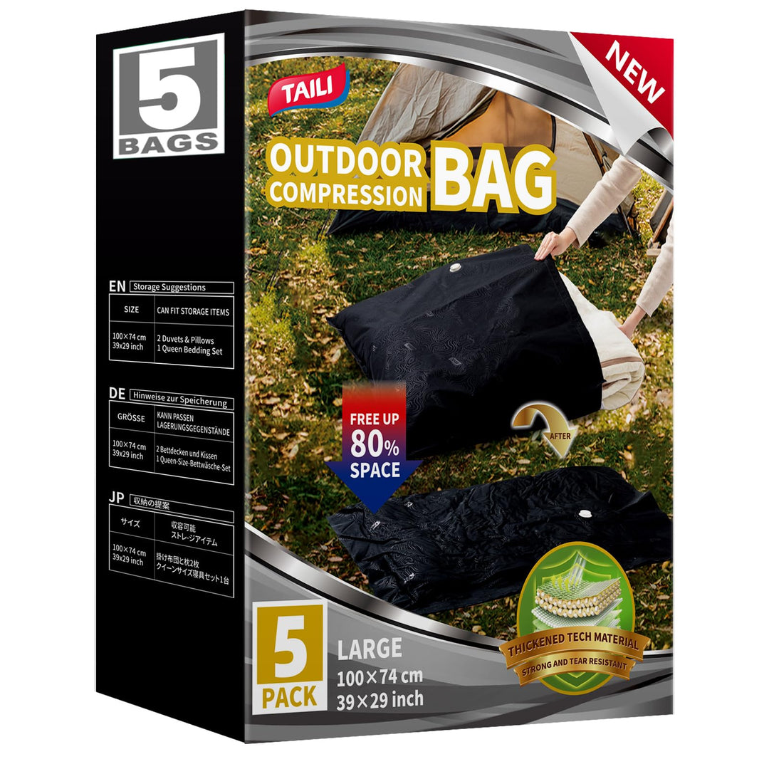 TAILI Vakuumbeutel für Outdoor Reisen 5 Stück Extra Grosse 100 X 74 CM Vakuumierbeutel für für Reise