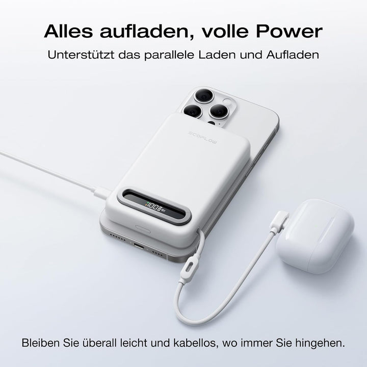 EcoFlow Qi2.2 Magsafe Powerbank 10000mAh 25W mit USB C 36W Kabel, Qi2.2-Zertifiziert Magnetische Pow