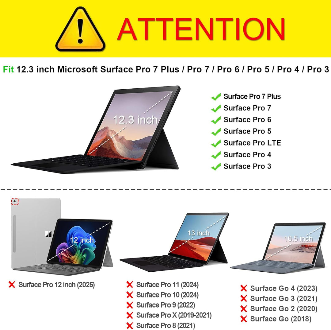 Fintie Hülle für Microsoft Surface Pro 7+ / 7/6 / 5/4 / 3 - Multi-Sichtwinkel Kunstleder Tasche Schu