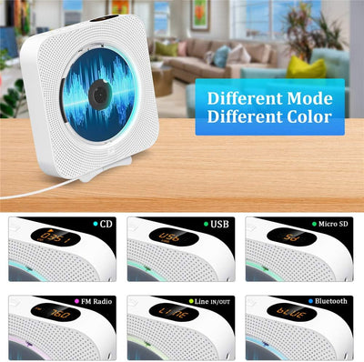 Tragbarer CD Player Bluetooth, Qoosea Wandmontierbar Eingebaute HiFi-Lautsprecher für Kinder, Music