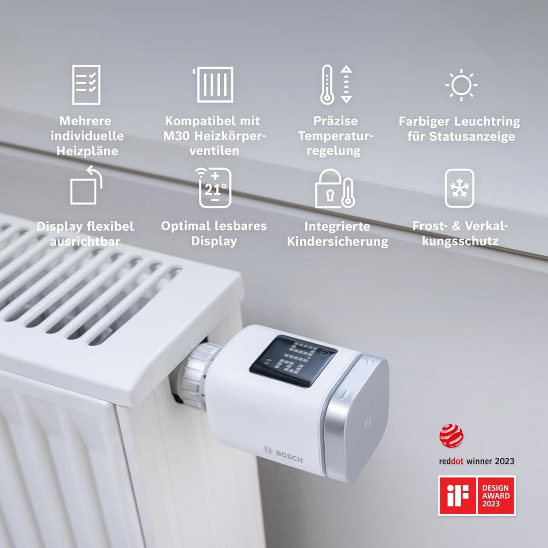 Bosch Smart Home Heizkörperthermostat II [+M], smartes Thermostat, Flexible Nutzung im Bosch Smart H