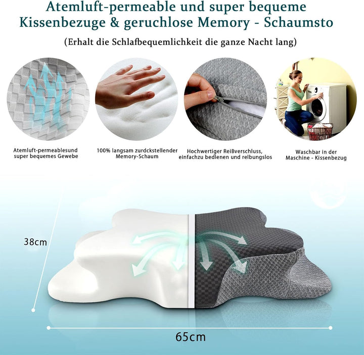 Memory Foam Kissen, Gebärmutterhalskissen für Nacken und Schultern Schmerzlinderung, Ergonomische Ko