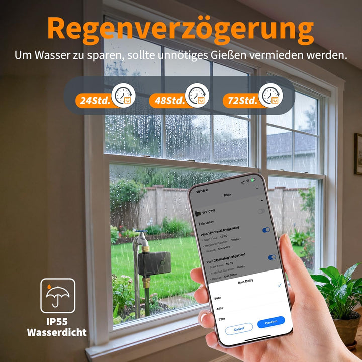 Diivoo Bewässerungscomputer WLAN für Gärten, Wasser-Zeitschaltuhr, Bewässerung mit App & 6 Bewässeru