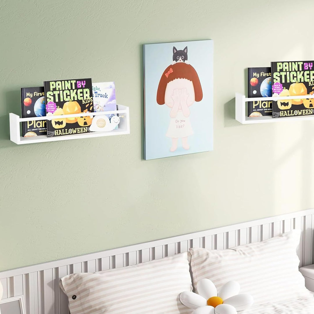Kinderzimmerregale, 3er-Set Wand-Bücherregal, 40 cm, Massivholz, für Bücher | Spielzeug, Dekoration,