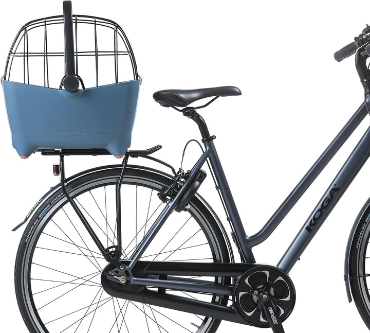 Basil Buddy MIK Hundefahrradkorb - 32L, Blau, Robust, Inkl. abschliessbarem MIK-System und MIK Carri