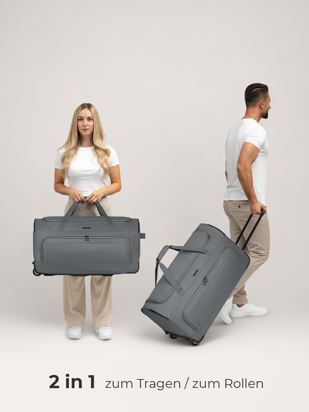 REDOLZ grosse L Trolley-Reisetasche mit Rollen 71 cm | 81 Liter | für Männer & Frauen (Duffle Essent