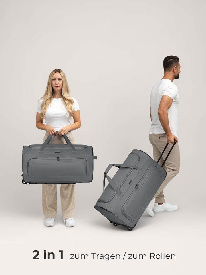 REDOLZ grosse L Trolley-Reisetasche mit Rollen 71 cm | 81 Liter | für Männer & Frauen (Duffle Essent