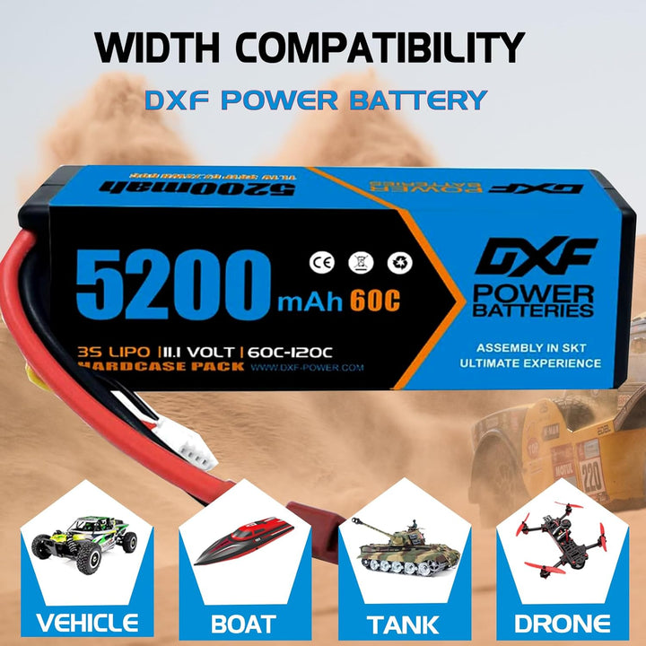 DXF 3S Lithium-Batterie, 5200mAh, 11.1V, 60C, RC-Batterie, mit Deans-Anschluss für ferngesteuertes A