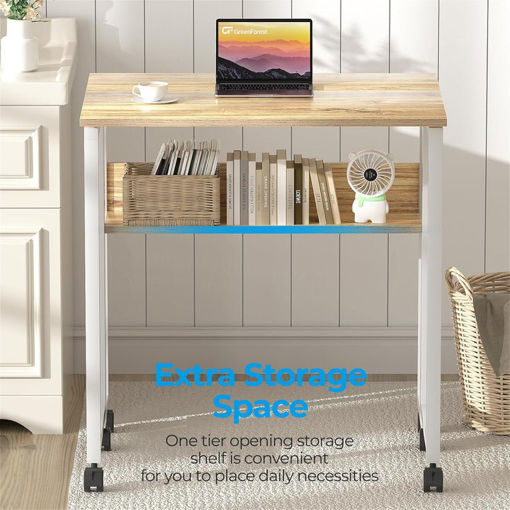 GreenForest Kleiner Schreibtisch Klappbar, 80 cm Klappschreibtisch mit Rollen, Einfache Montage Klap