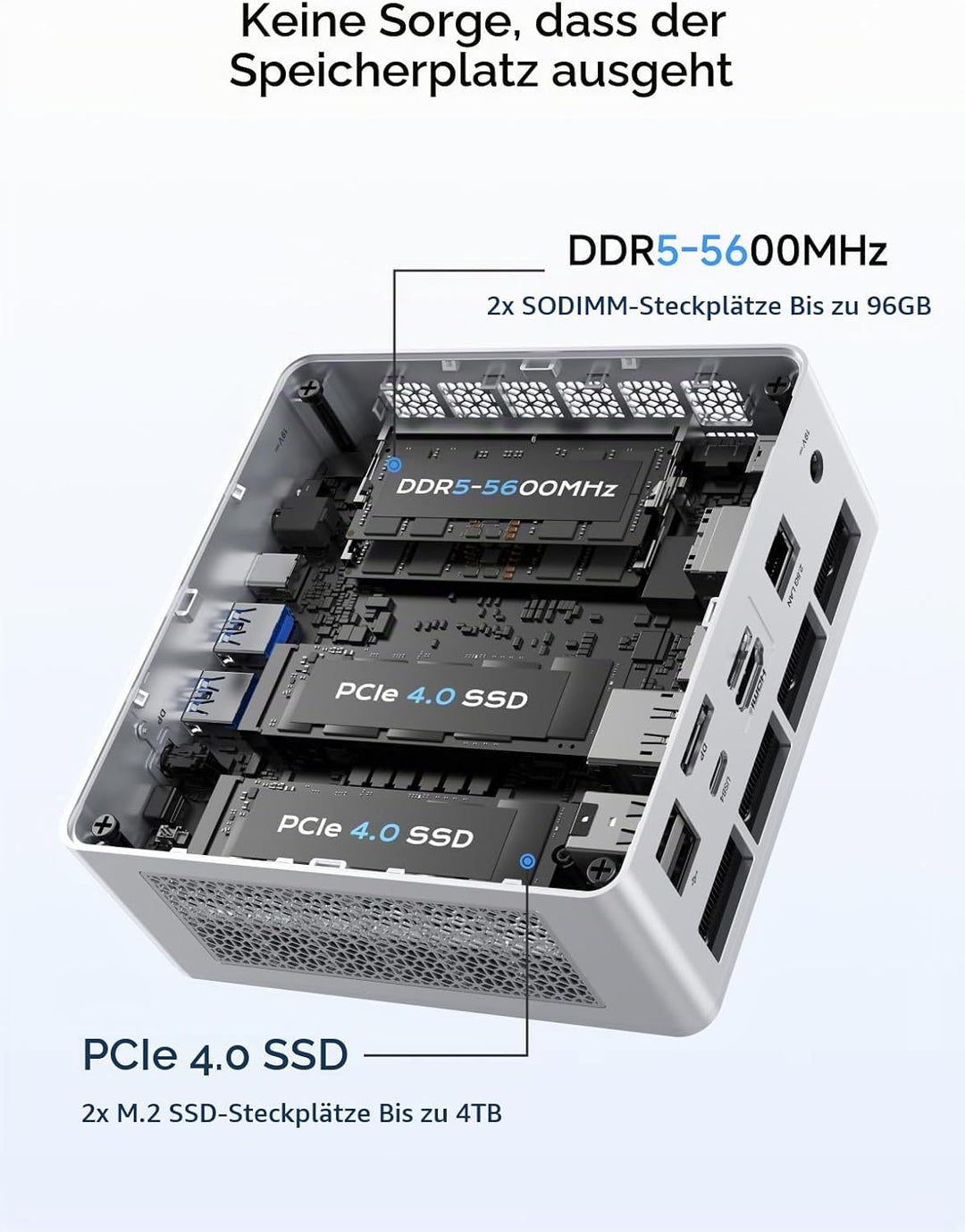 MINIS FORUM UM880 Plus Mini PC mit AMD Ryzen 7 8845HS(8C/16T, bis zu 5.1GHz),Mini Computer Radeon 78