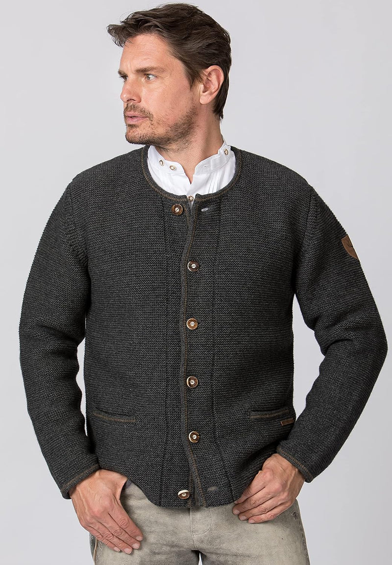Stockerpoint Amaro Herren Trachtenstrickjacke, Anthrazit