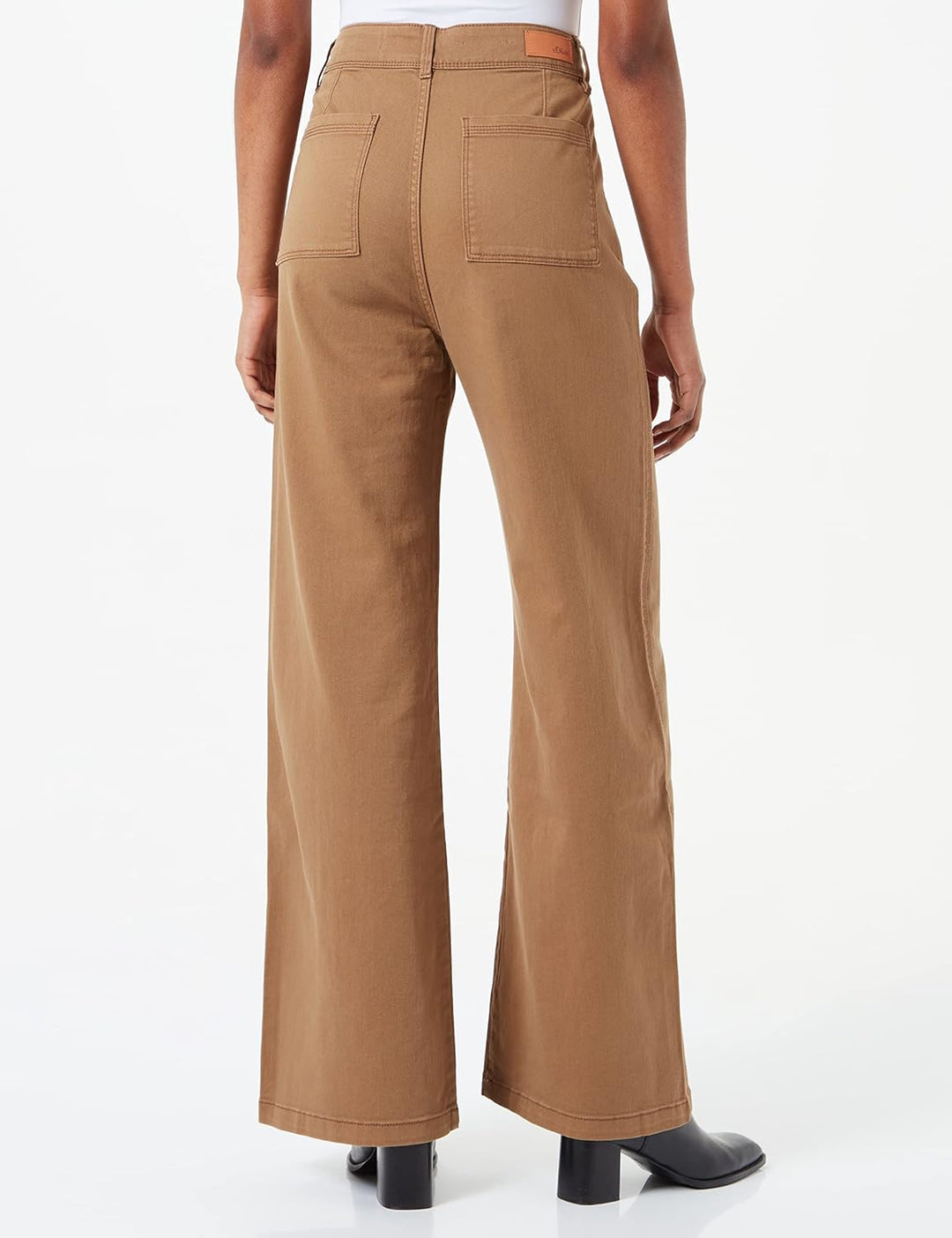s.Oliver Damen Hose lang Suri Wide Leg 42W / 32L Brown Stretched D, 42W / 32L Brown Stretched D