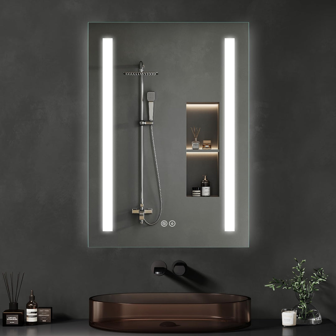 Badspiegel mit Beleuchtung 60x80cm : LED-Badezimmerspiegel Badezimmer-Spiegel mit Beschlagfrei, Touc