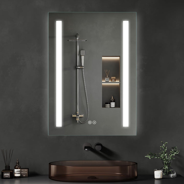 Badspiegel mit Beleuchtung 60x80cm : LED-Badezimmerspiegel Badezimmer-Spiegel mit Beschlagfrei, Touc