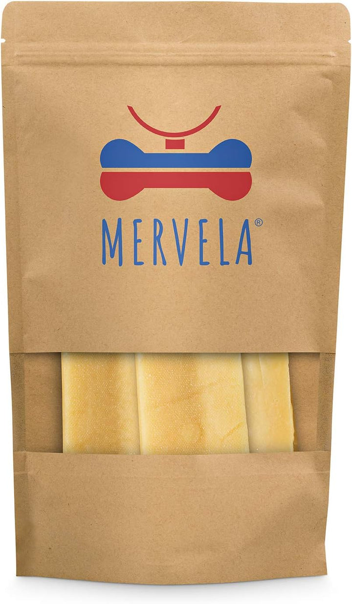 MERVELA® Kaukäse für Hunde | 3 * 170 Gramm | XXL | Käseknochen für Hunde | Beschäftigung & Belohnung