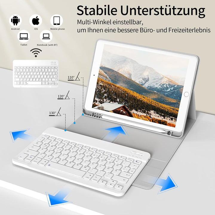 Hülle mit Tastatur für iPad 9. / 8. / 7. Generation 10,2 Zoll 2021/2020/2019, Bluetooth Magnetisch Q