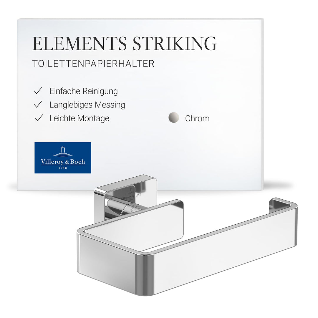 Villeroy &amp; Boch Elements Striking Toilettenpapierhalter ohne Deckel, Klopapierhalter für Wandmontage
