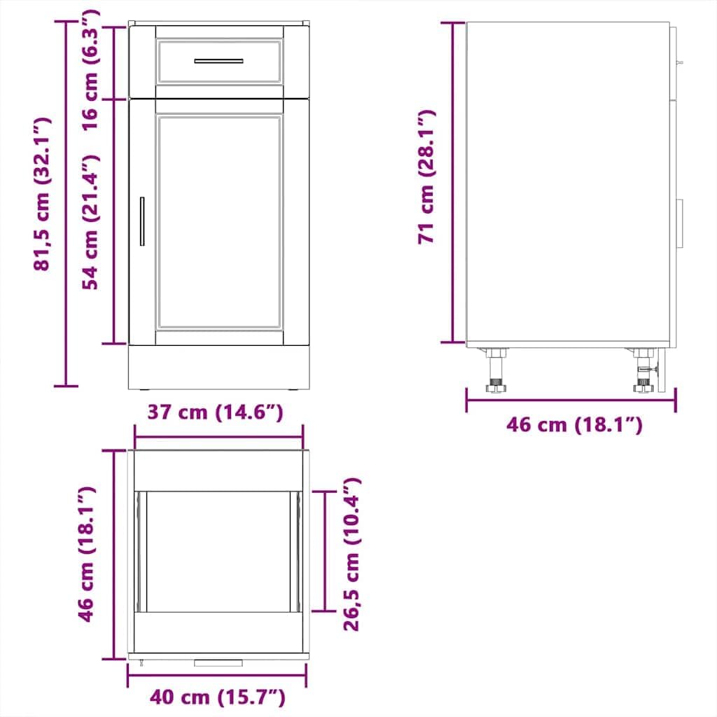 vidaXL Küchenunterschrank Porto Altholz-Optik Holzwerkstoff, Spülenunterschrank, Schrank Küche, Lage
