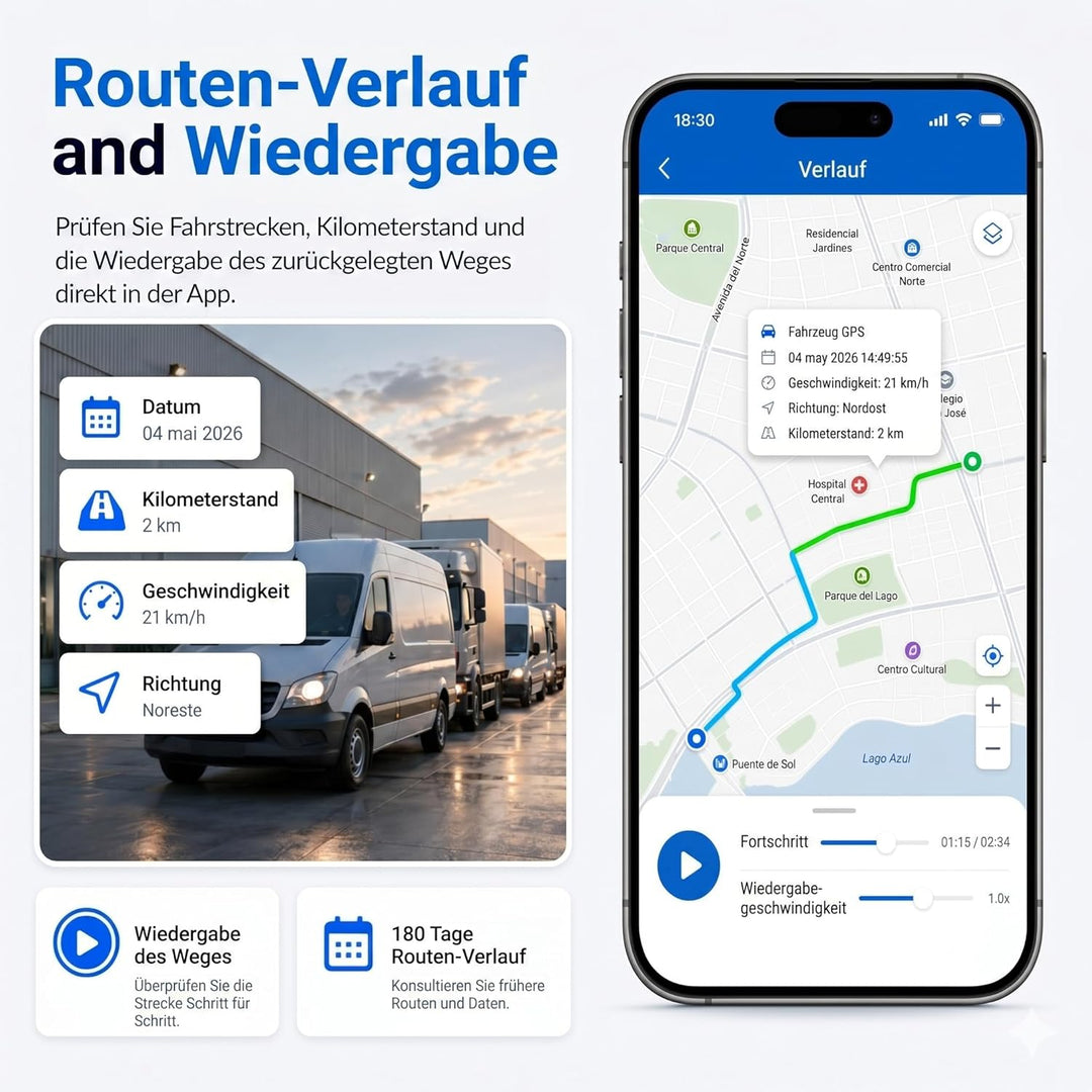 Winnes GPS Tracker Auto Ohne ABO, 4G GPS Tracker mit Magnet, Echtzeit Ortung per APP, 20000mAh Auto