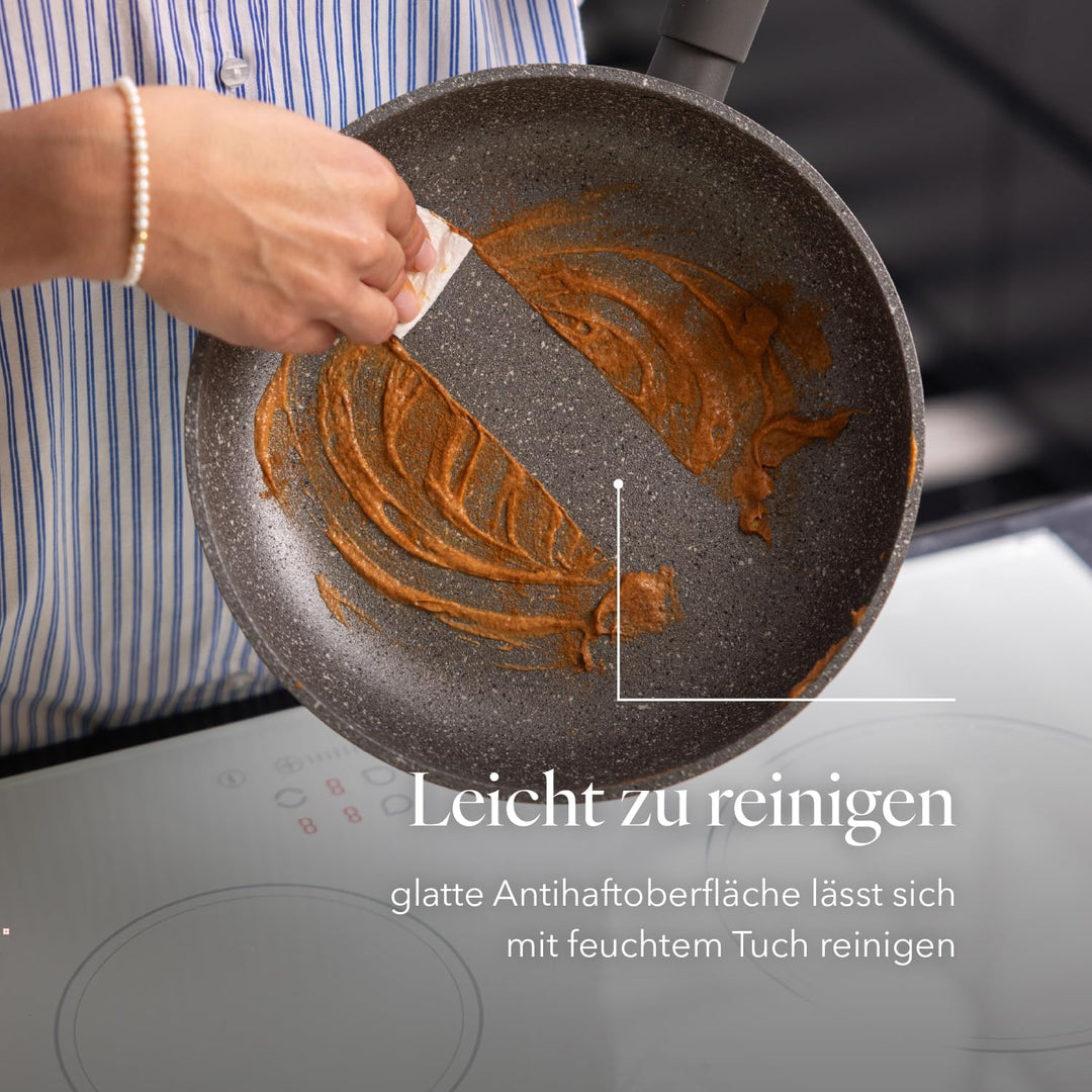 Florina - Bratpfanne aus Aluminium LAVA STONE | 28 cm Durchmesser | Tiefe Pfanne Induktion | Antihaf