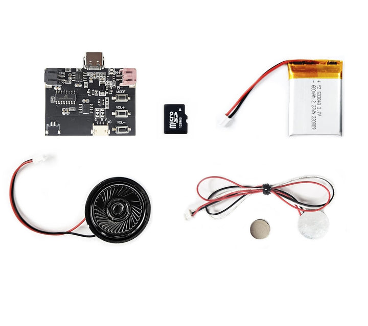 MP3 Soundmodul mit Magnetschalter, 3 Wiedergabeoptionen (Nicht Loop, Loop und Zufall), 128 MB Speich
