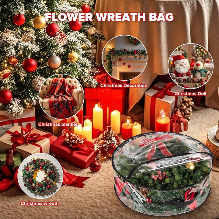 Transparente Aufbewahrungstasche für Weihnachtskranz, Girlande, wasserdicht, Weihnachtsdekoration, O