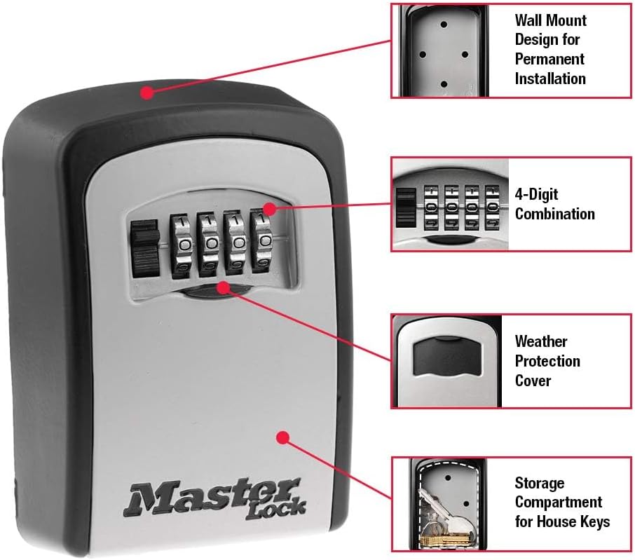 Master Lock 5420D Set Ihre eigene Kombination Wandbefestigung 5 Key Capacity schwarz, Wandbefestigun